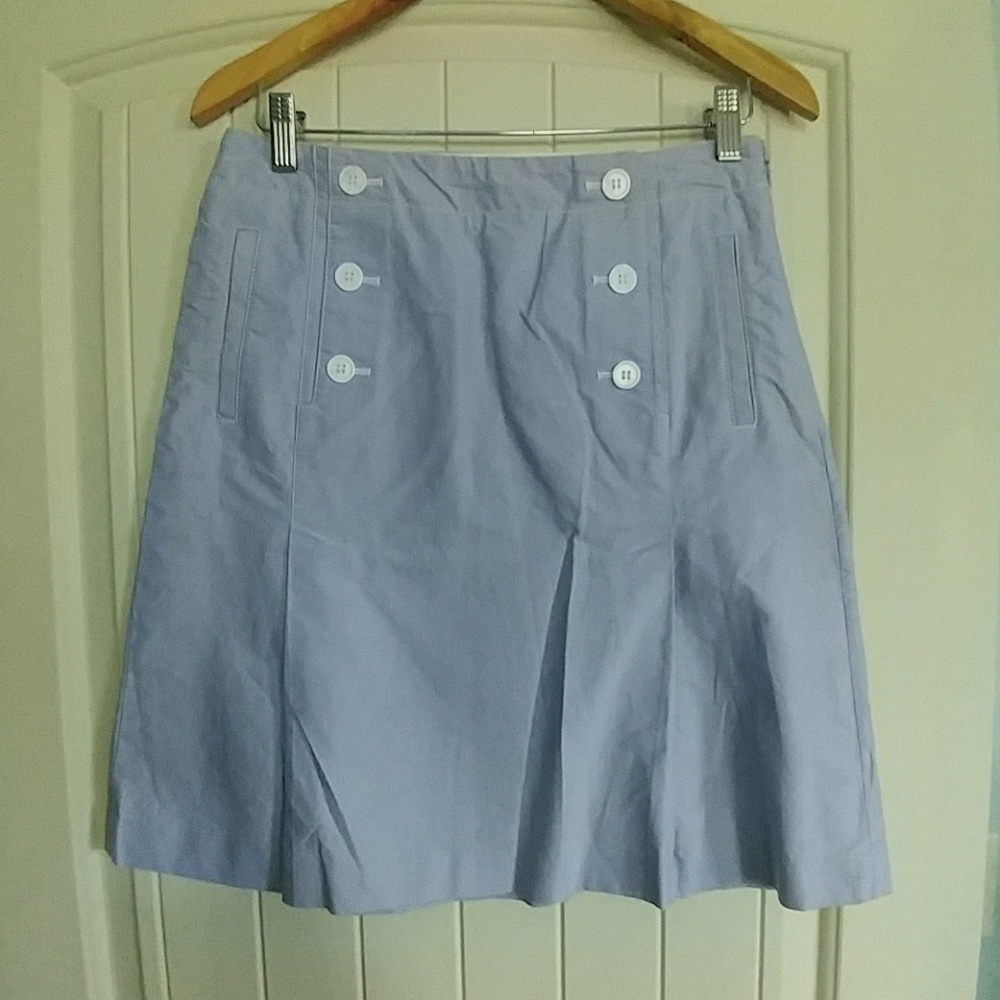 Talbots pleated skirt blue white 4 petite
